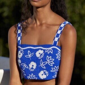 Celandine The Fiona Beaded Cami Top Size M Blue White